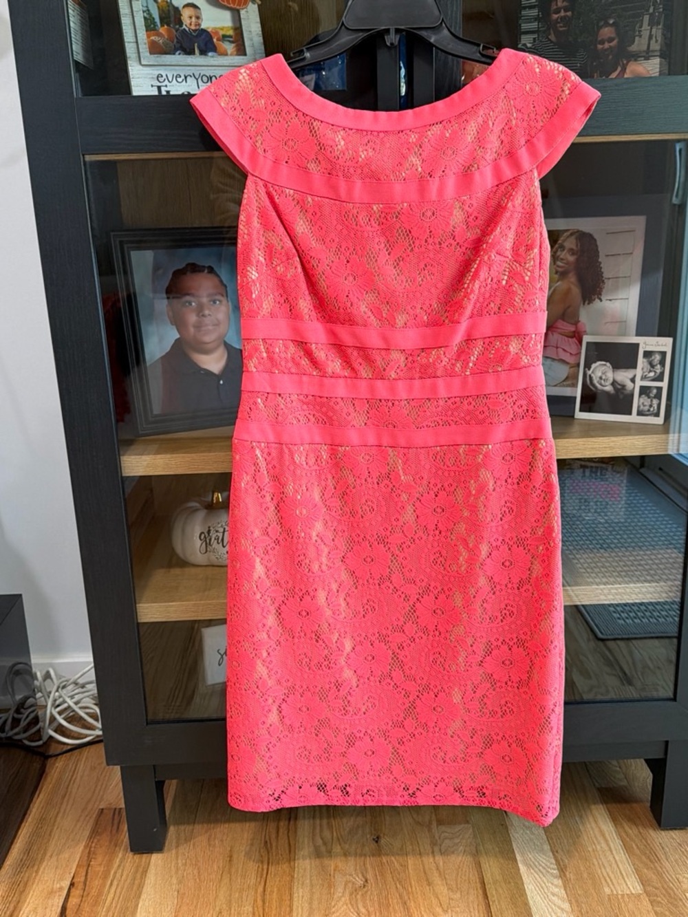 Adrianna Papell Coral Lace Midi Dress